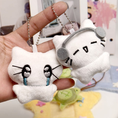 Douyin 人気の音楽ヘッドフォン猫ペンダント新しいカップルバッグかわいいペンダント学生スクールバッグクリエイティブキーホルダー