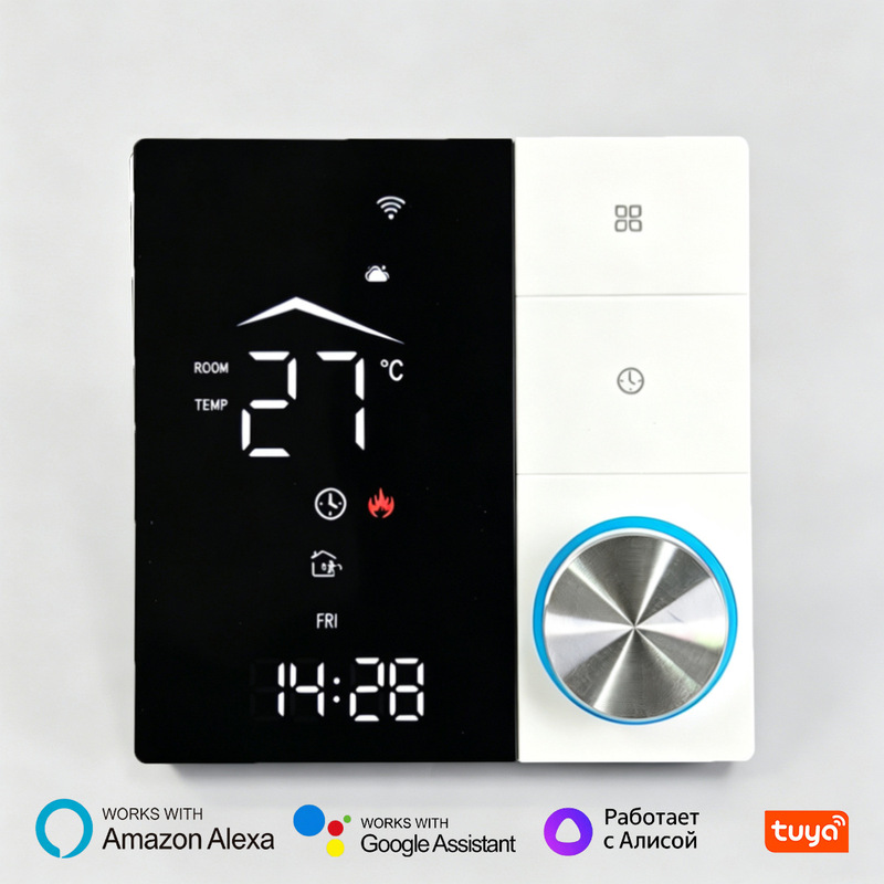 Tuya Smart WIFI Electric Floor Heating Thermostat with Knob Adjustment, Temperature Control for Water Floor Heating and Wall-Mounted Boiler, with Interconnection Function Tuya Smart WIFI Electric Floor Heating Thermostat with Knob Adjustment, Temperature Control for Water Floor Heating and Wall-Mounted Boiler, with Interconnection Function