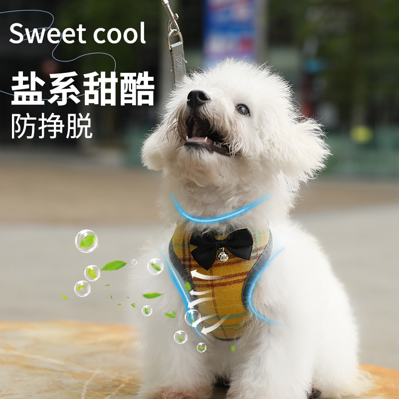 Suministros para mascotas al por mayor perro pecho y espalda cuerda de tracción cuerda de perro coreano correa de pecho perro cuerda de tracción a cuadros en stock