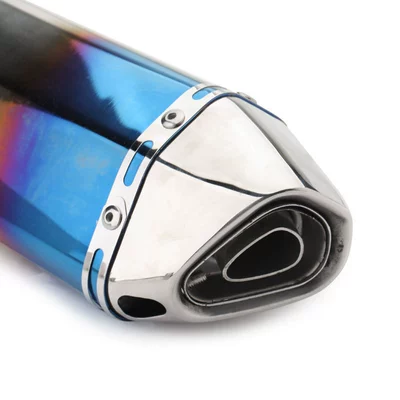 Motorcycle exhaust pipe – double half blue small hexagonal