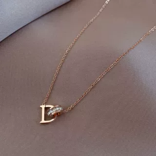 钛钢轻奢锆石字母D字项链女潮小众设计ins锁骨链新款时尚小众颈链