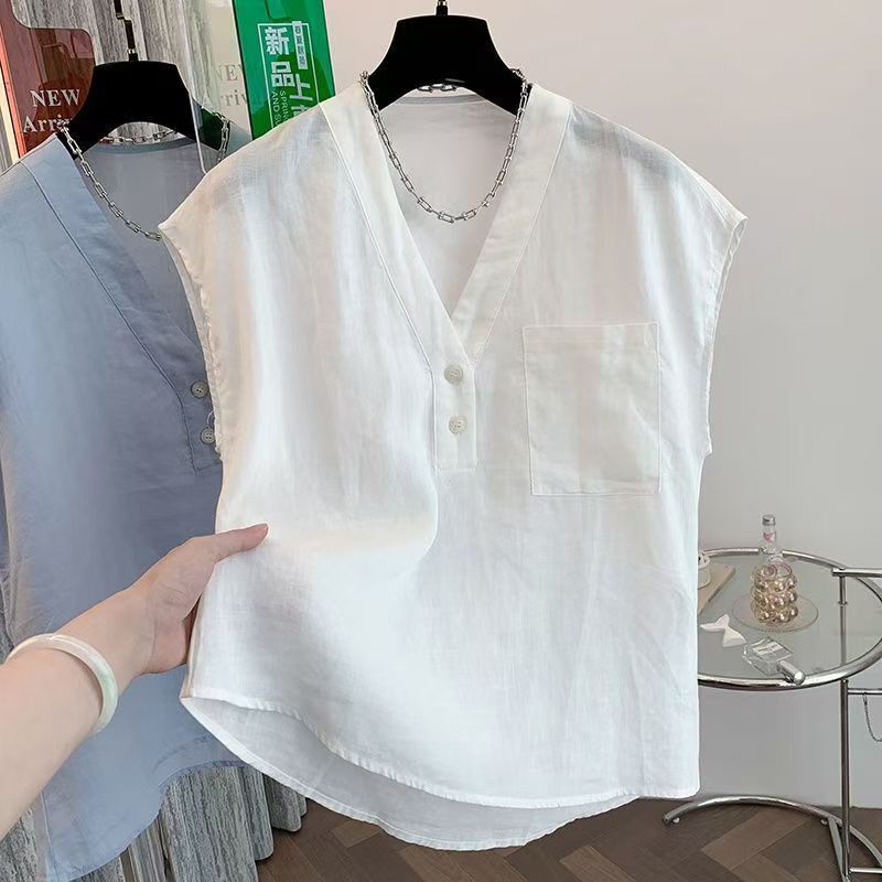 2026 Women's Shirt with Small Flying Sleeves, Elegant and Lightweight, Casual and Loose, Comfortable and Breathable, Layered Style, Trendy Top 2026 Women's Shirt with Small Flying Sleeves, Elegant and Lightweight, Casual and Loose, Comfortable and Breathable, Layered Style, Trendy Top