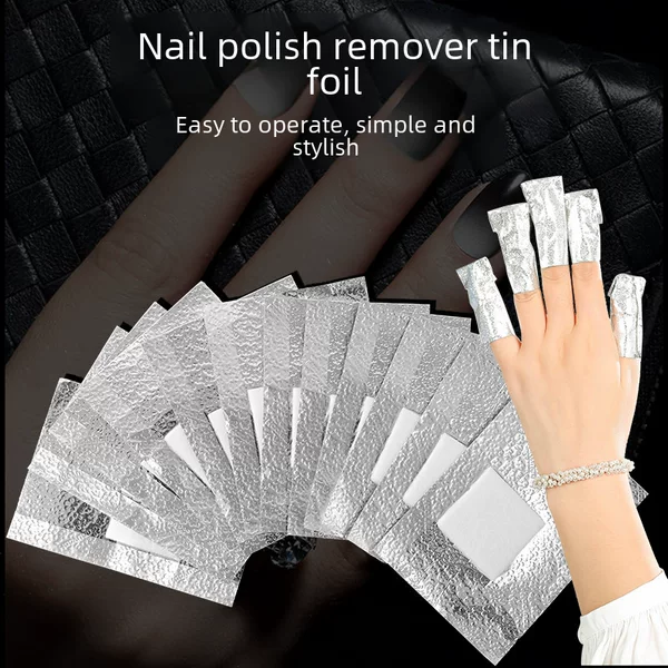 Cross-Border special nail art removal tin paper nail art tool nail art removal aluminum foil paper tape cotton sheet nail removal tool 50/100