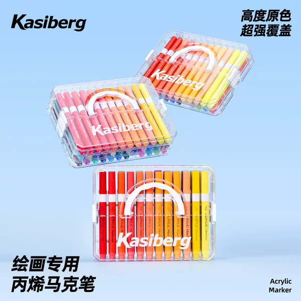 Cassberg Soft-Tip Acrylic Marker Stackable Box Opaque Color Stackable Marker Art Painting Brush Watercolor Pen