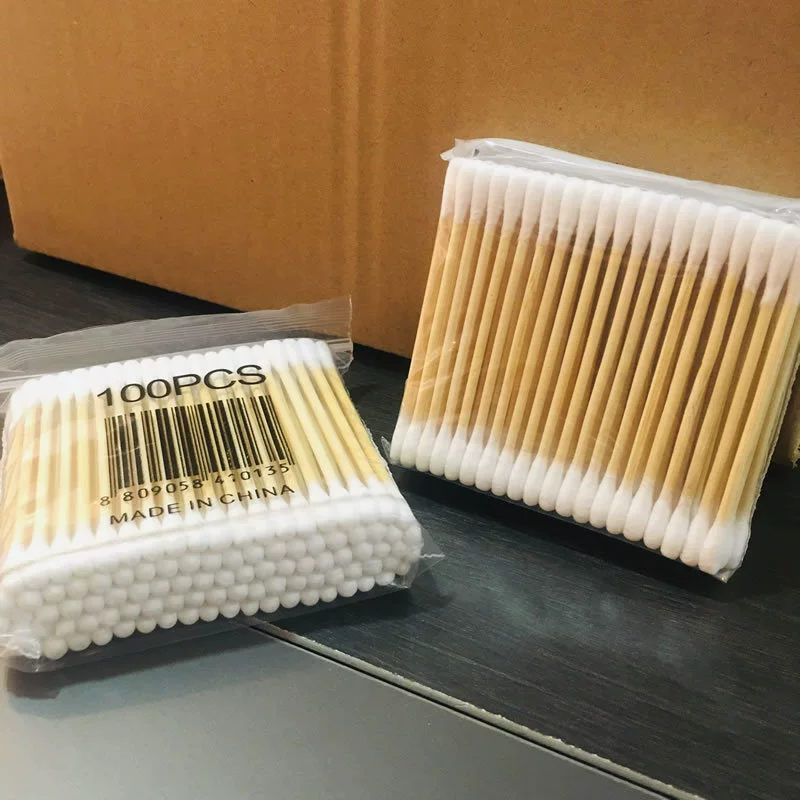 100 мешках ватные палочки Двуглавые одноразовые ватные палочки для снятия макияжа Ванна сбор ушей отель ватные палочки