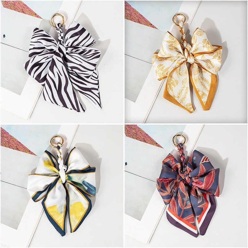 New European and American cross-border bag charms, handmade woven silk scarves, decorative bag accessories, and high-end bow bag chains