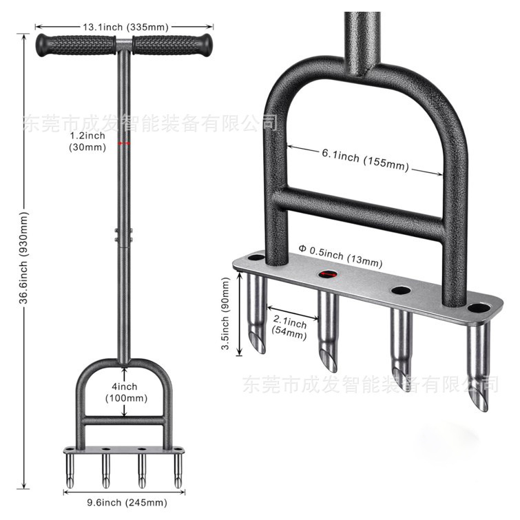 Lawn Soil Manual Core Aerator, 4 Stainless Steel Soil Looseners, Lawn Maintenance Tool Wholesale