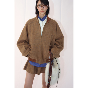 [Time] New Suede Contrast All Wool Retro Jacket V7893