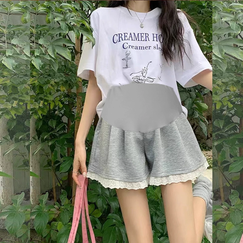 Прямые lace шорты для беременных, спортивные повседневные брюки, кружевное платье, свободный крой, оверсайз