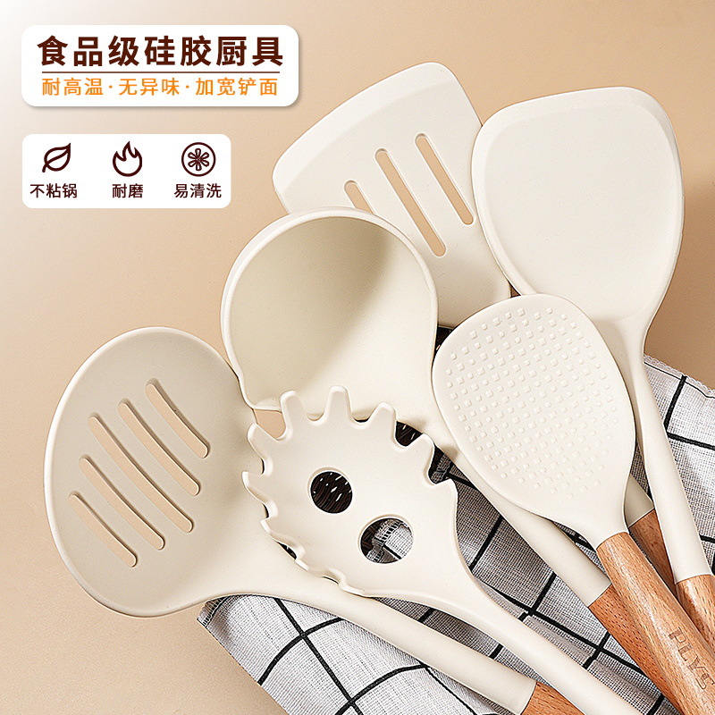 Cucharas de engrosamiento no pegajosas de silicona mayorista de grado alimenticio nueva cucharas de cocina caseras de cocina