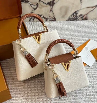 Foreign Trade Export Order Capucines Single-Shoulder Crossbody Bag, Color-Blocked Lychee Pattern Handbag, Killer Bag, Lady's Bag Foreign Trade Export Order Capucines Single-Shoulder Crossbody Bag, Color-Blocked Lychee Pattern Handbag, Killer Bag, Lady's Bag