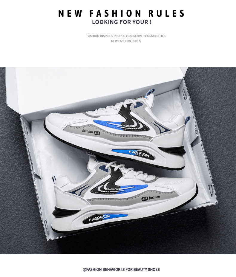 Giày thể thao nam da PU chống nước kiểu sneaker đế mềm chống trơn trượt — D291 màu trắng, D291 màu xám, D291 màu đen chi tiết 18