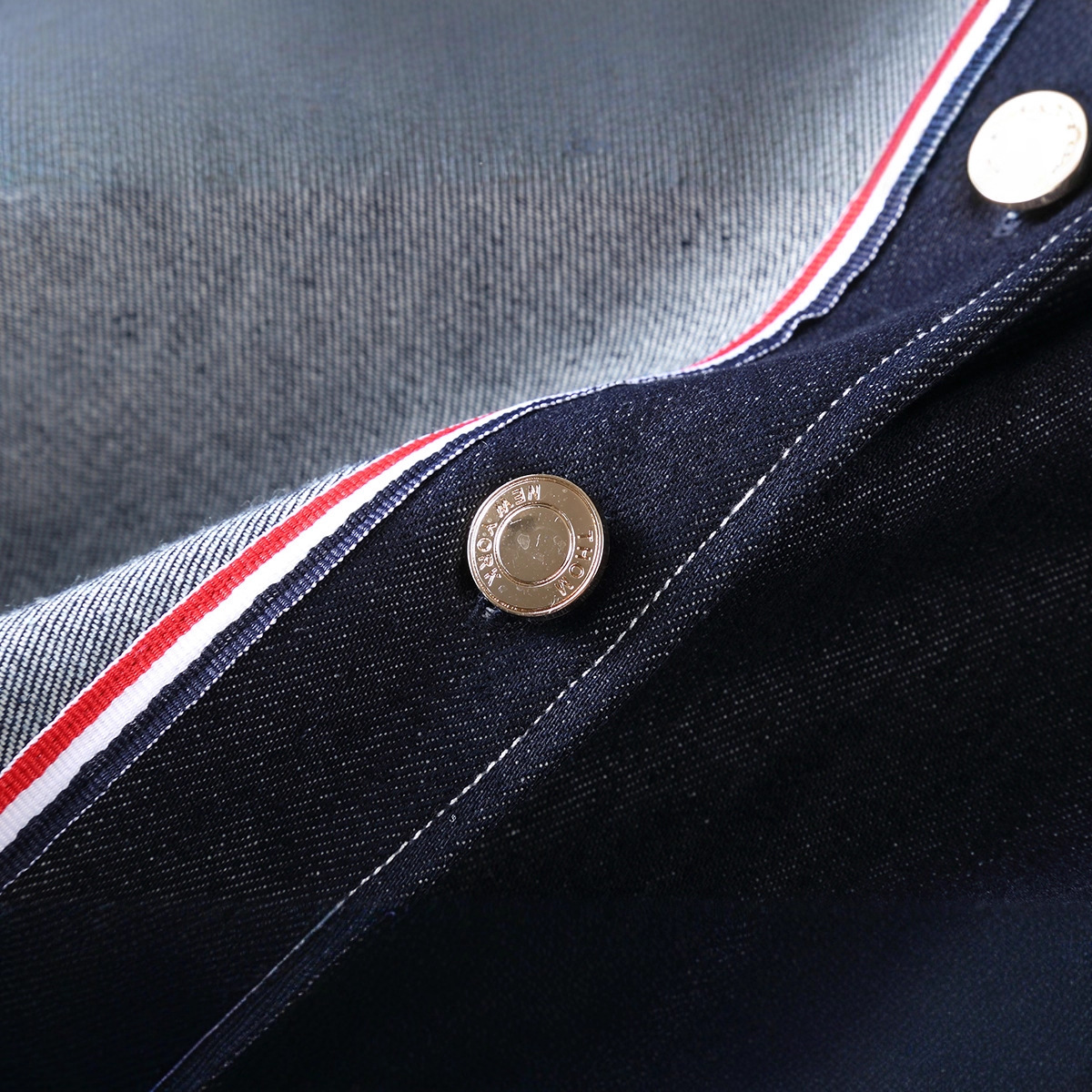 tb Jl Spring And Autumn Wide-Fit Patchwork Denim Shirt, Fashionable Trendy Double-Sleeve Ribbon Vintage Loose_voghion.com