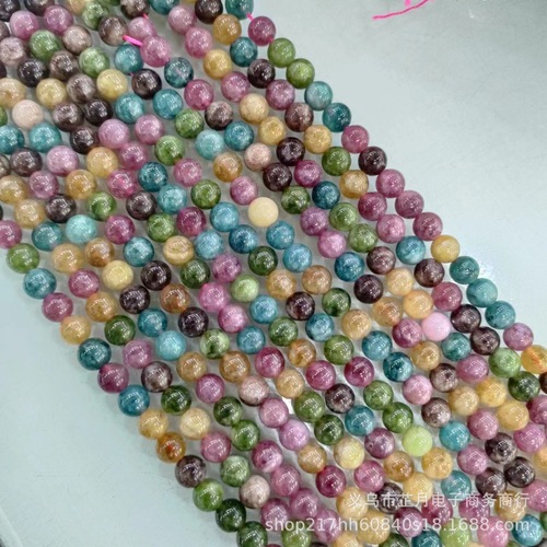 Factory Direct Sale Imitation Tourmaline High-Quality Agate Bead Bracelet Semi-Finished Round Beads DIY Accessory Wholesale