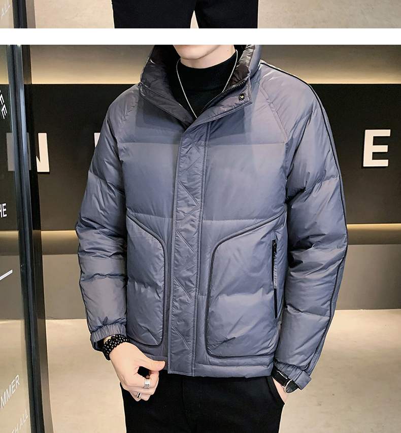 Vêtements pour hommes Hiver nouveau simple col montant pour hommes veste en coton de soie style homme slim chaud et confortable extérieur beau coton de soie_voghion.com