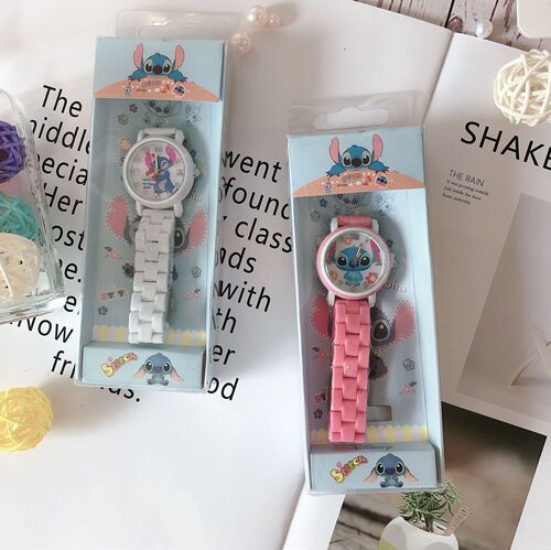 Stitch Space Baby Kids Student Boys Girls Cartoon Waterproof Box Set Ceramic Watch