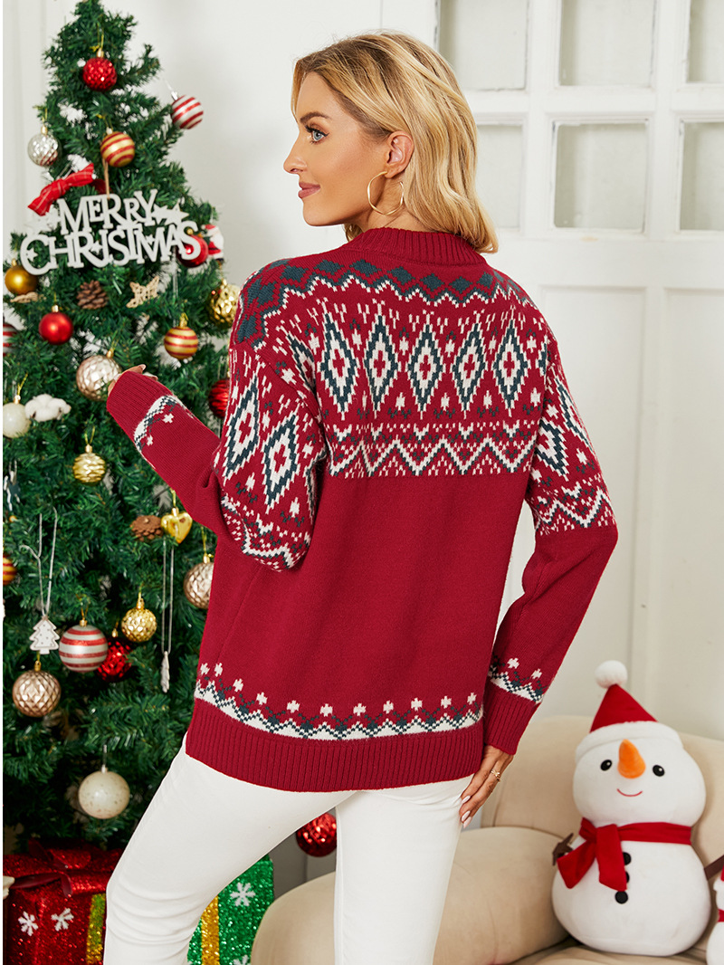 Christmas Sweater Autumn Winter Half Turtleneck Christmas Sweater Women in Sweaters