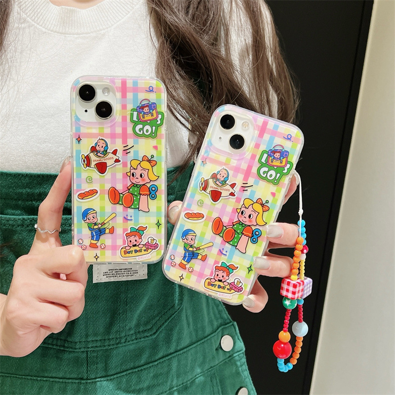 Ins Style Colorful Plaid iPhone 17 Pro Max Case Suitable for Boys and Girls Playing, Compatible with Apple 15/14/13 Phones