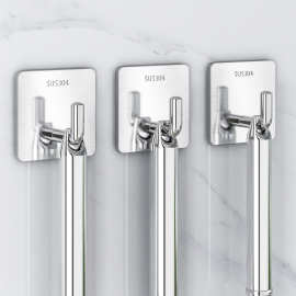 跨境不锈钢方形象钩免打孔粘胶挂钩浴室卧室门后挂衣钩厨房小挂钩