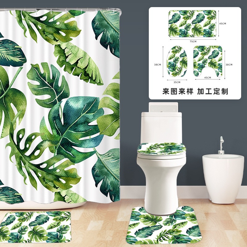Cross-Border Digital Printed Polyester Shower Curtain, Waterproof Bathroom Partition Curtain, Window Curtain, Customizable with Your Own Design