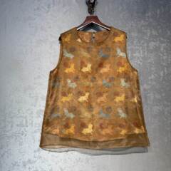 新しい中国風国民風【ウサギ窯】夏新作ラウンドネックオーガンジーノースリーブベストレディース万能ベストトップ
