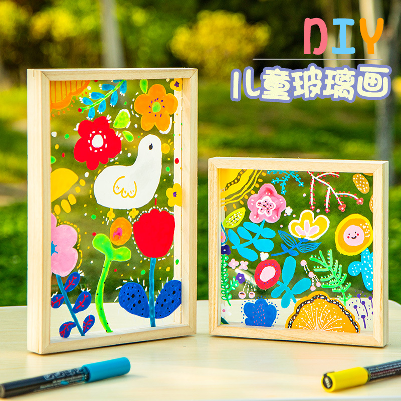 Transparent mounting acrylic specimen glass picture frame solid wood photo frame kindergarten diy painting dried flower art material