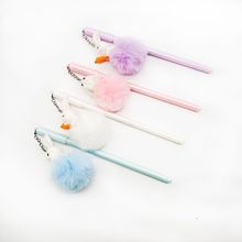 兔子毛绒挂件笔 毛球笔兔子树脂工艺挂件毛绒造型圆珠笔中性笔
