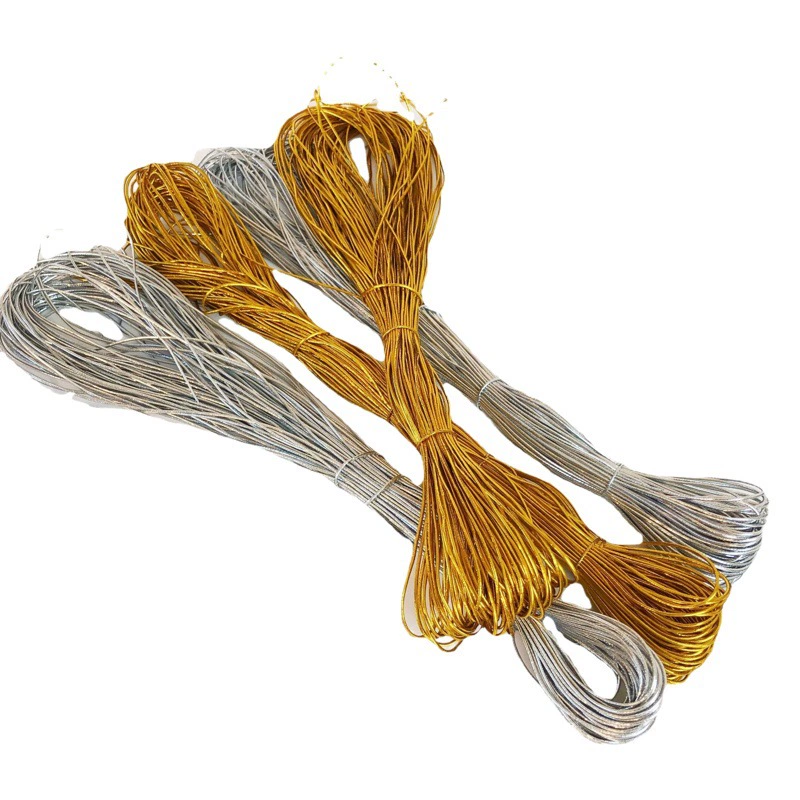 Золотой шелк серебро Шелковый латекс 1,0, 1,5 мм круглая эластичная веревка бирка пищевое масло талреп карта Подарочная веревка