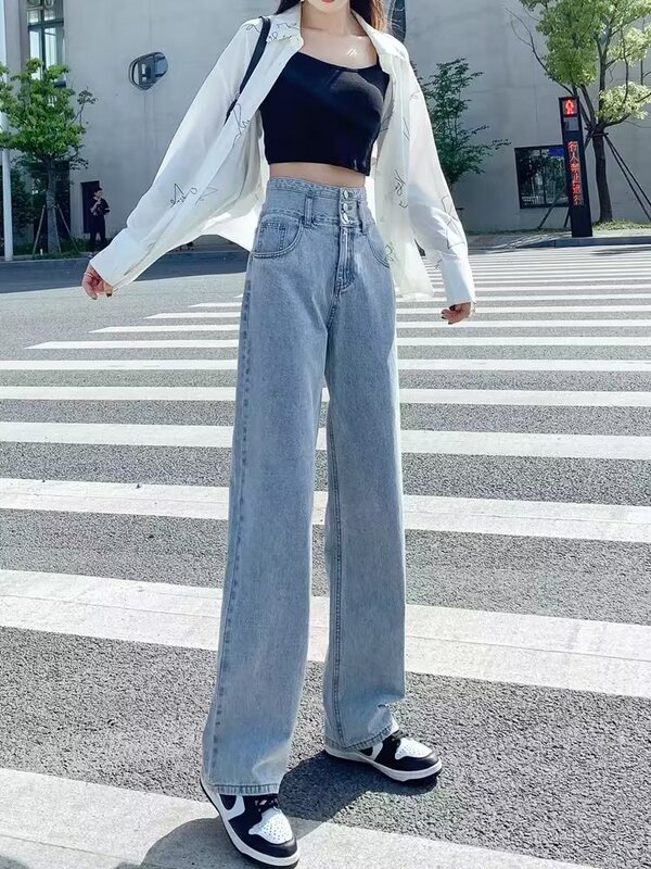 Wide Leg Jeans Women's Small Summer Thin 2022 New Super High Waist Loose Straight Trendy Trendy Trousers Wide Leg Jeans Women's Small Summer Thin 2022 New Super High Waist Loose Straight Trendy Trendy Trousers