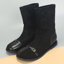 2025秋季新款大码女鞋41一43时尚圆头弹力瘦瘦靴舒适百搭大号单靴