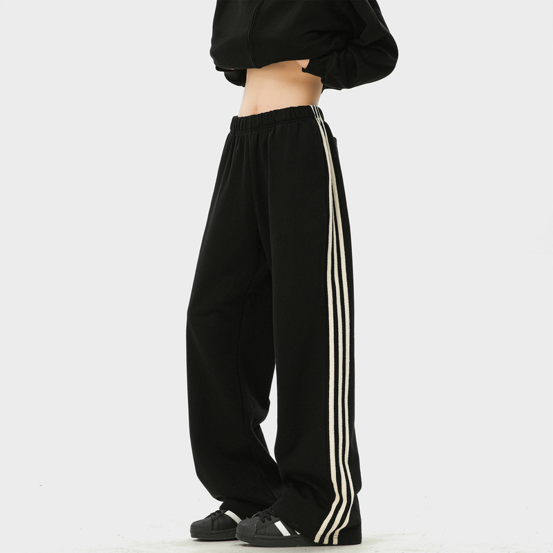 Three-Stripe Pants Men 2025 Spring and Autumn New American Style Sports Sweatpants Trendy Brand Loose Straight Casual Long Pants Men