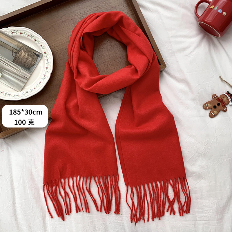 Bufandas cálidas de invierno Año Nuevo nuevo bufandas de cachemira rojas de Angola con bordas amplio bufandas gruesas