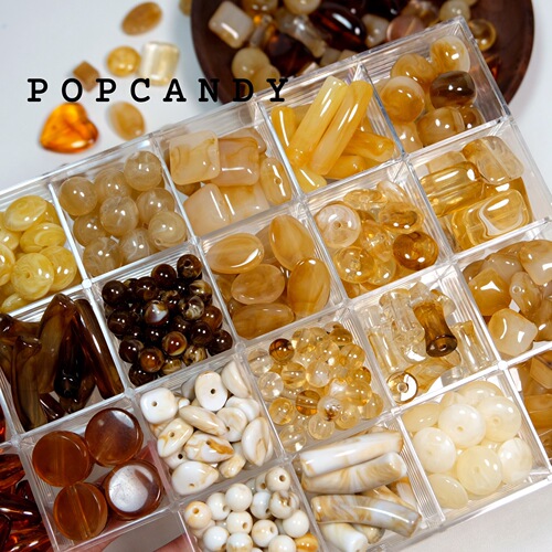 Early Winter Yellow Coffee Series Cloud Mist Retro Loose Beads DIY Accessories Jewelry Love Square Oval New Chinese Style Accessories