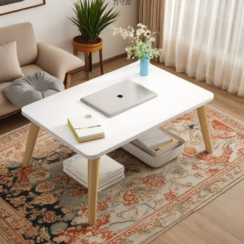 Walnut wood steel frame glass tabletop pet-friendly assembleable coffee table bay window living room bedroom home use mini minimalist small table