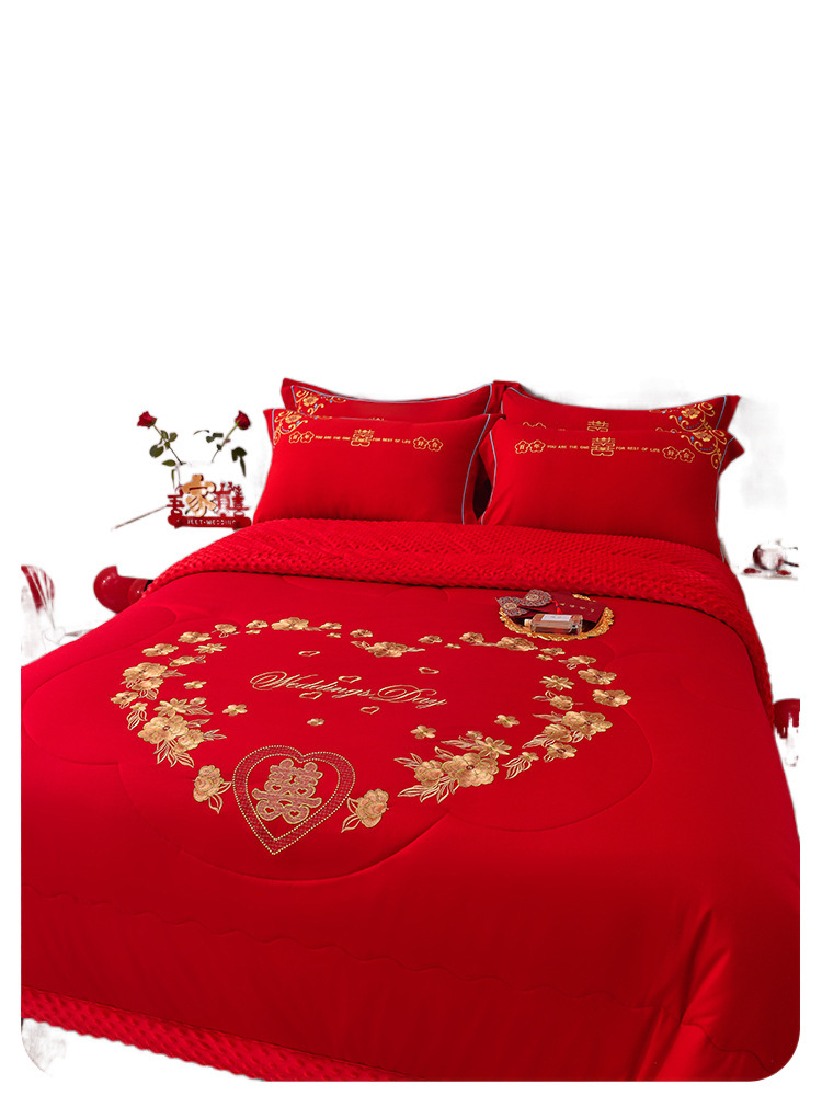 간단한 우유 산호 양털 웨딩 웨딩 담요 레드 웨딩 담요 에어컨 낮잠 담요 해피 퀼트