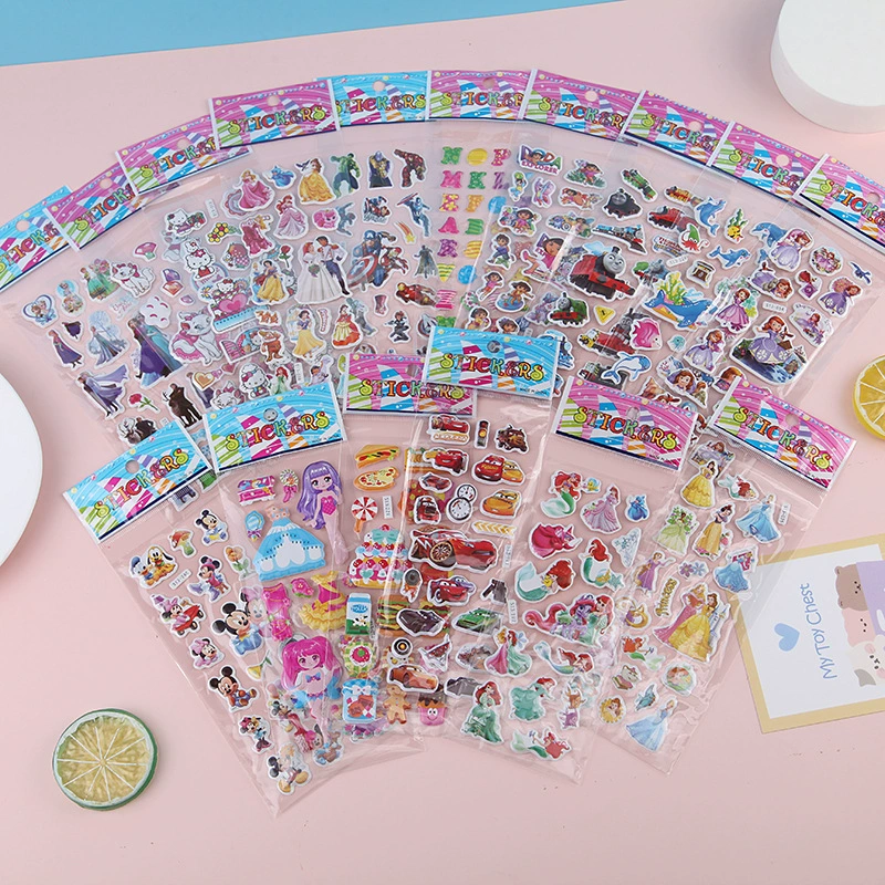 Новые детские 3D-наклейки с героями мультфильмов, наклейки-награды для детского сада, наклейки с принцессами, наклейки для творчества, в наличии, оптом