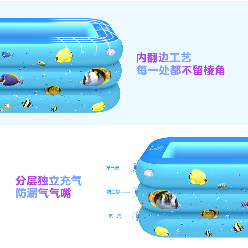 充氣水池 家用室內外嬰兒泳池方形充氣戲水池 PVC戶外遊泳池