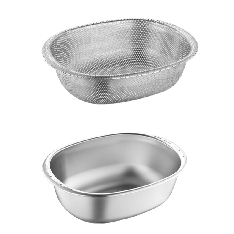 Cuenca de drenaje grande de acero inoxidable para lavar verduras domésticas tamiz de arroz para cocina doméstica multiuso de gran capacidad cuenca de arroz
