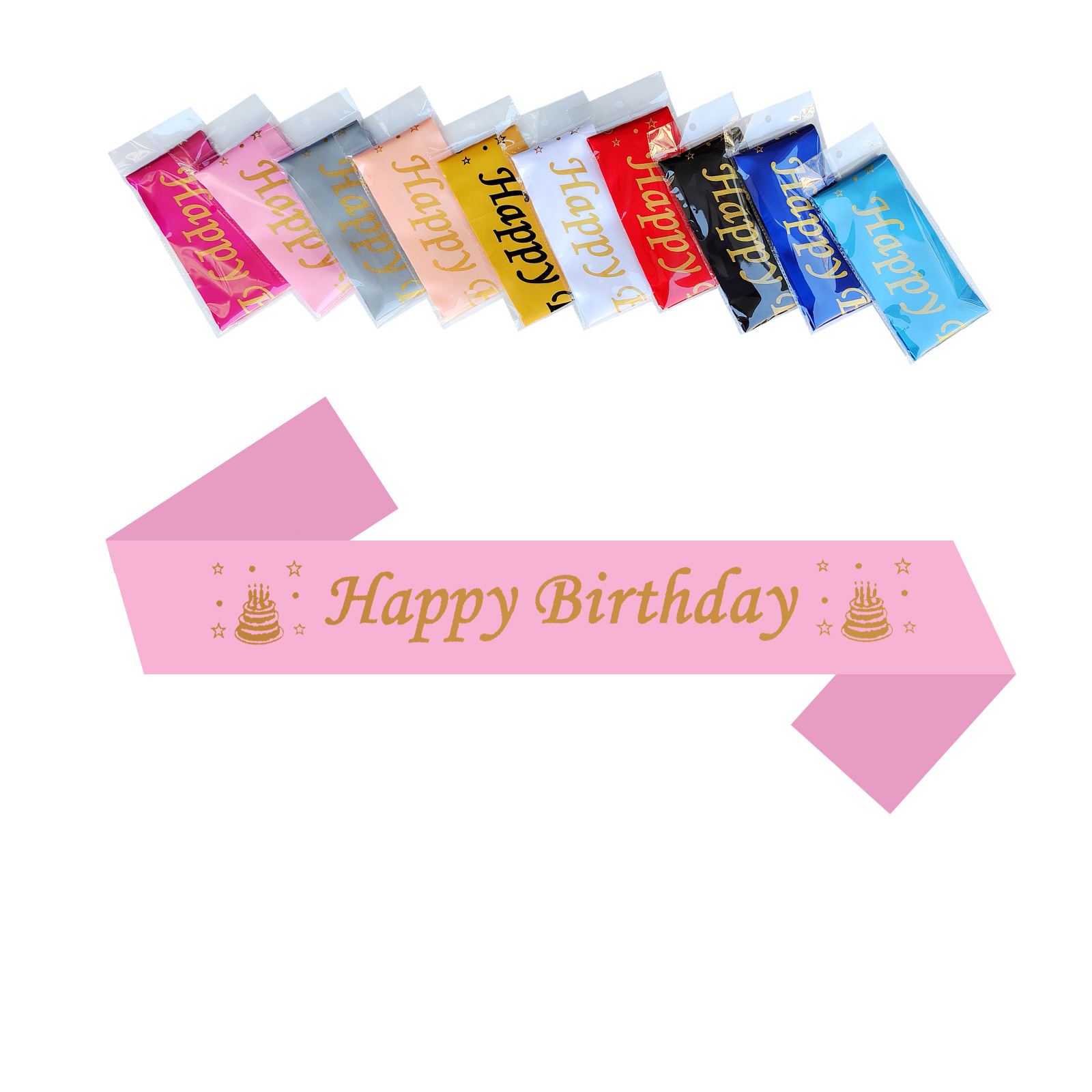 Feliz cumpleaños impresión de serigrafía inglesa correa de hombro para fotos accesorios suministros de fiesta transfronterizos varios estilos de venta transfronterizas