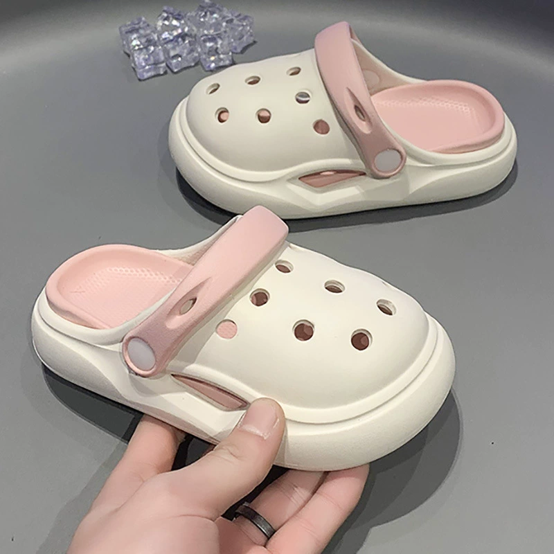 Детские пещерные туфли Летняя мягкая подошва износостойкая EVA сплошной цвет простой набор ножки сандалии