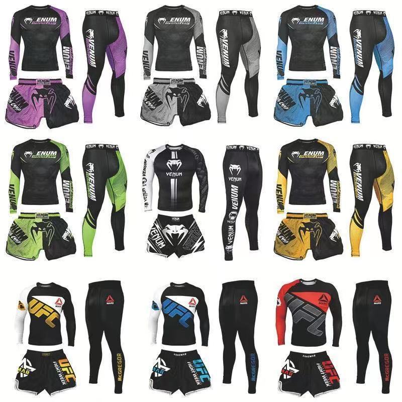 New Boxing Pants Fighting Mma Mixed Martial Arts Ufc Running Sports Training Quick-Drying Pants Venom Three-Piece Set New Boxing Pants Fighting Mma Mixed Martial Arts Ufc Running Sports Training Quick-Drying Pants Venom Three-Piece Set