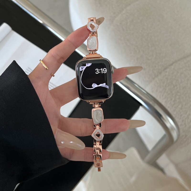 Gold-plated rubber drop metal strap for applewatch Apple Watch iwatch98 7654SE