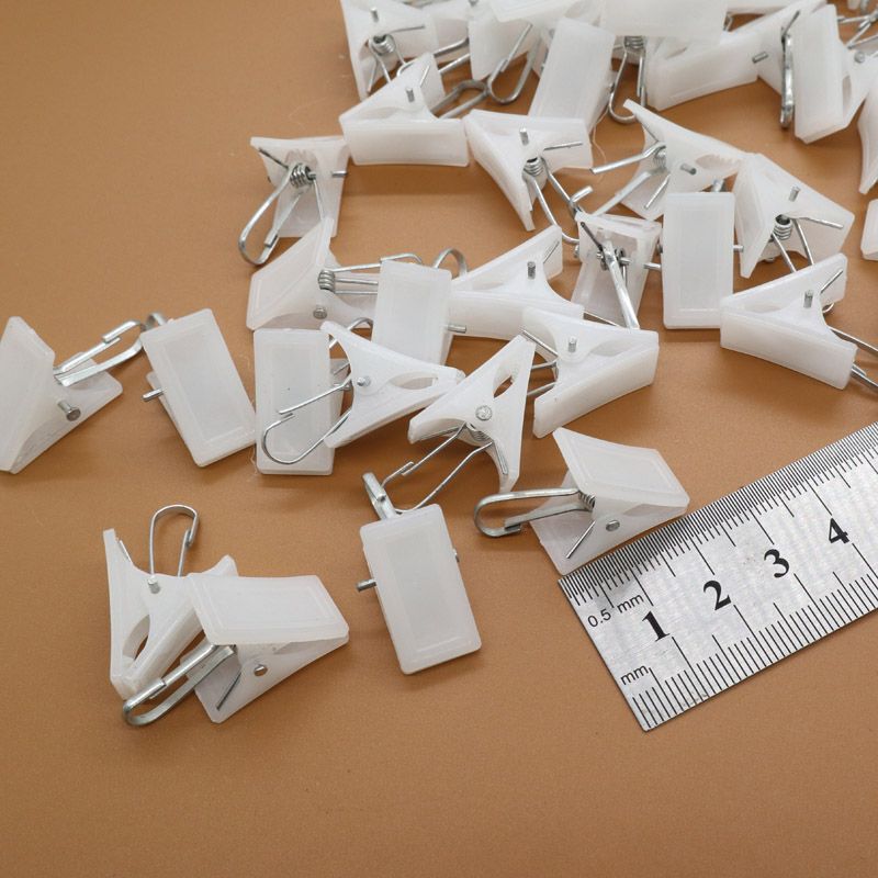 White Plastic Clips with Hooks and Snaps for Curtains, Multifunctional, No-Punching Required, Suitable for Underwear, Socks, Hats, Etc