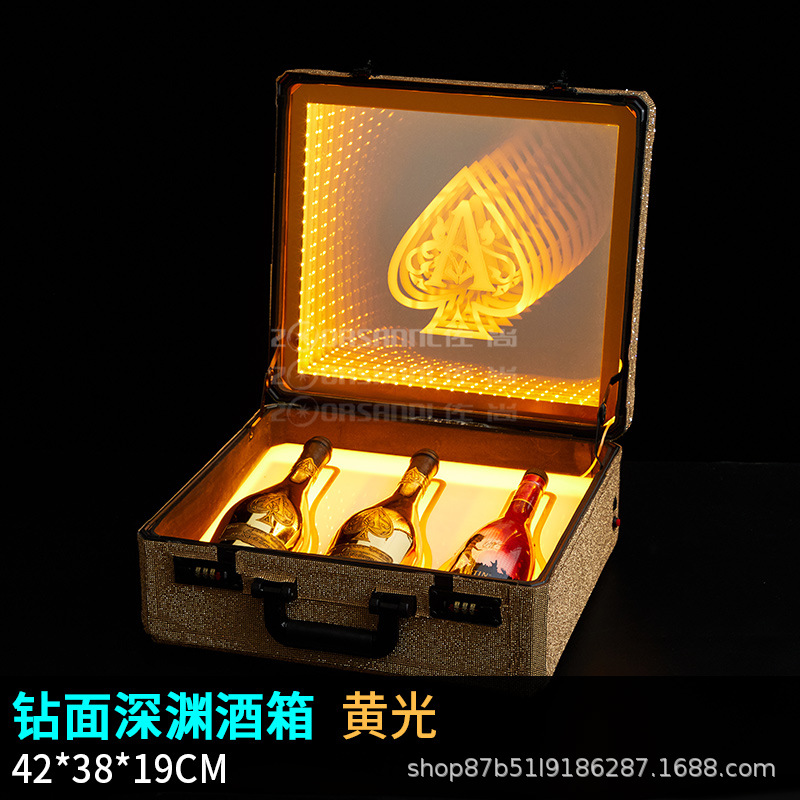 Zuohang champán luminoso caja de vino VIP exclusiva caja de copa bar negro melocotón abismo caja de vino club nocturno negro melocotón una caja de vino