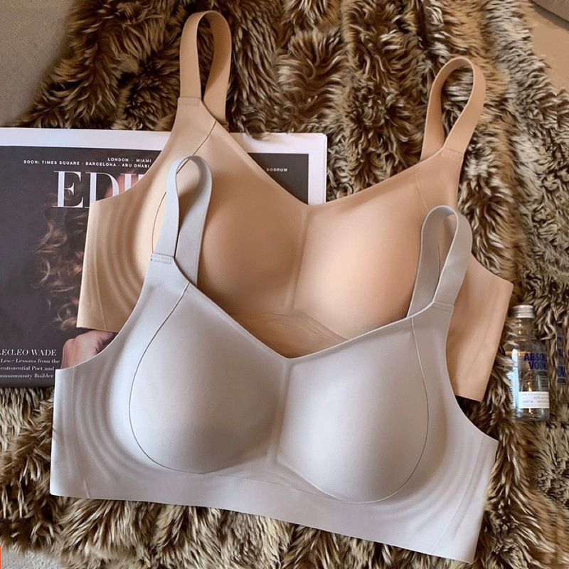 Thin pull-up seamless underwear for women, big chest, small, no steel ring, breast collection, anti-sagging, push up plus size bra