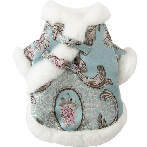 Plate buckle Tang suit puppy cotton clothes thick New Year festive autumn and winter clothes Teddy cat pet winter warm winter
