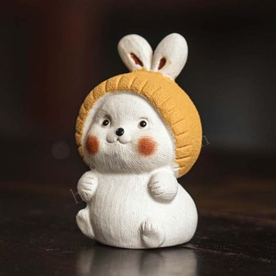 Zisha Tea Pet Zodiac Rabbit Ceramic Small Ornaments Creative Japanese Tea Play Handmade Cute Tea Accessories