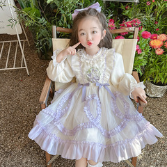 女童洛麗塔連衣裙2024新款春裝寶寶春季lolita春秋款兒童公主裙子