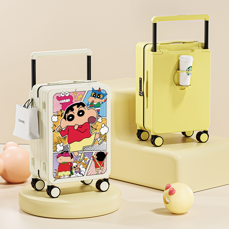 Cartoon Printed Luggage for Male and Female Students, Durable 20inch Dense Carry-On Suitcase, New High-Value Wide-Handle Travel Suitcase