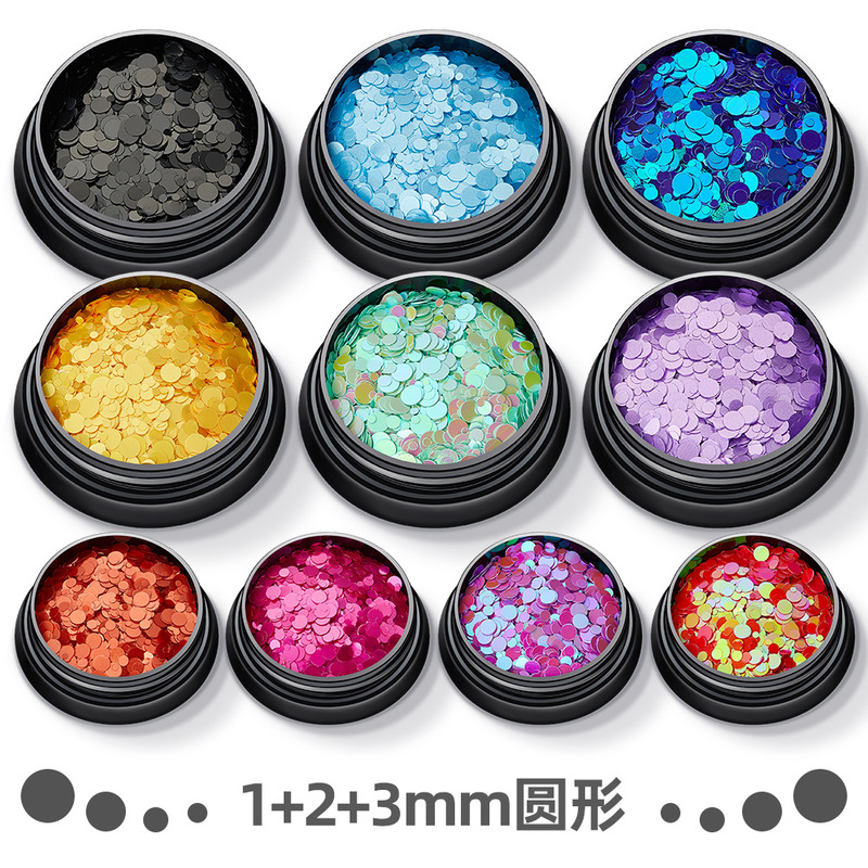 Flat Opal wear nail round diy sequins nail beauty magic color round pointed nail drill flow hemp sticker Nail Polish glue